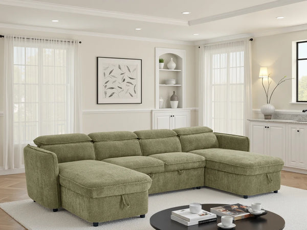 Capri Sofabed U Shape Corner – Grey, Green, Blue & Beige Living Room Sofa
