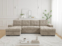 Palermo U Shape Corner Sofabed – Grey, Teal & Beige Living Room Sofa