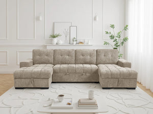 Palermo U Shape Corner Sofabed – Grey, Teal & Beige Living Room Sofa