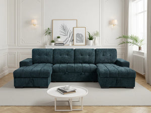 Palermo U Shape Corner Sofabed – Grey, Teal & Beige Living Room Sofa