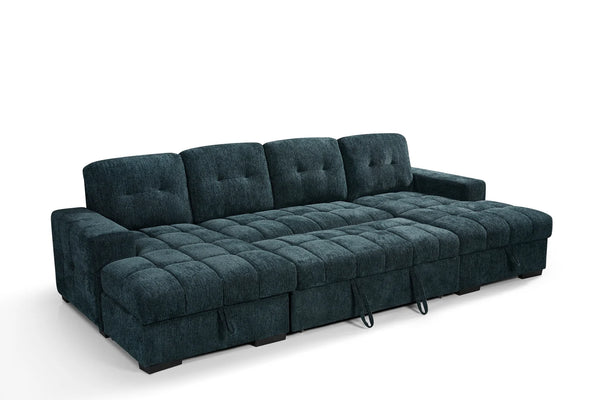 Palermo U Shape Corner Sofabed – Grey, Teal & Beige Living Room Sofa