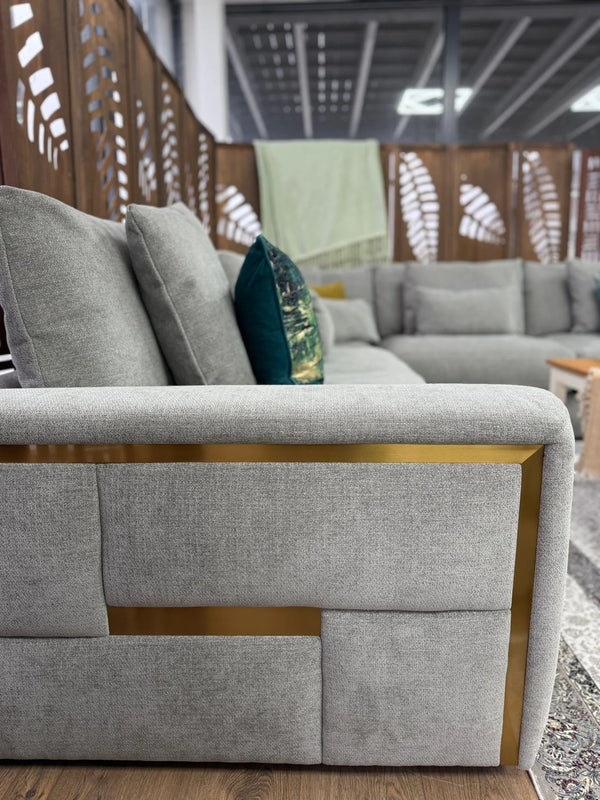 Jupiter Large Corner Sofa – Grey & Beige Living Room Seating