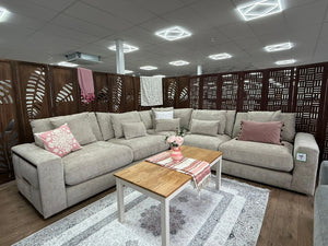 Jupiter Large Corner Sofa – Grey & Beige Living Room Seating