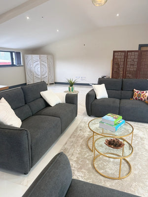 Ascot Charcoal Sofa 3+2 Set – Fabric Living Room Sofa Suite