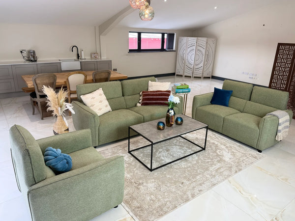 Ascot Green Sofa 3+2 Set – Fabric Living Room Sofa Suite