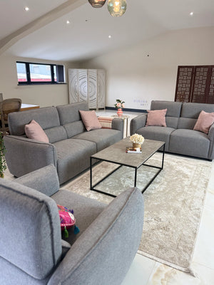 Ascot Grey Sofa 3+2 Set – Fabric Living Room Sofa Suite
