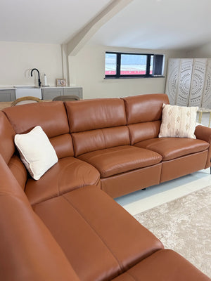 Arizona Tan Large Corner Electric Recliner Sofa – Upholstered Living Room Sofa