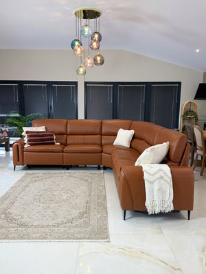 Arizona Tan Large Corner Electric Recliner Sofa – Upholstered Living Room Sofa