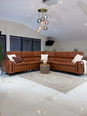 Arizona Tan Large Corner Electric Recliner Sofa – Upholstered Living Room Sofa