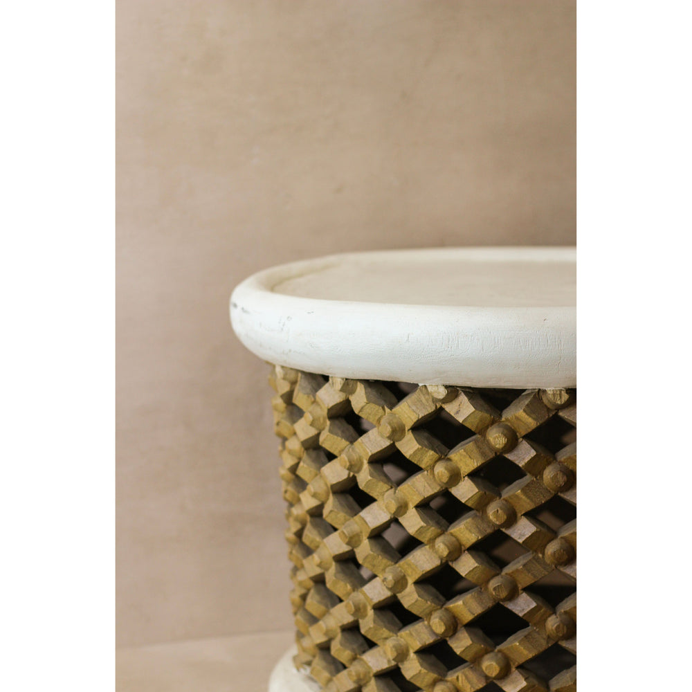 Bamileke Table - White/Natural