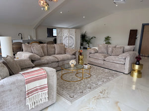 Solaya 3+2 Sofa Set – Black, Green, Beige & Grey Living Room Seating