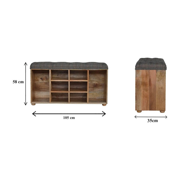 Multi Tweed Open Storage Bench