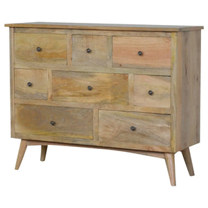 Oak-ish Solid Wood 8-Drawer Chest – Rustic Mango Wood Storage for Home