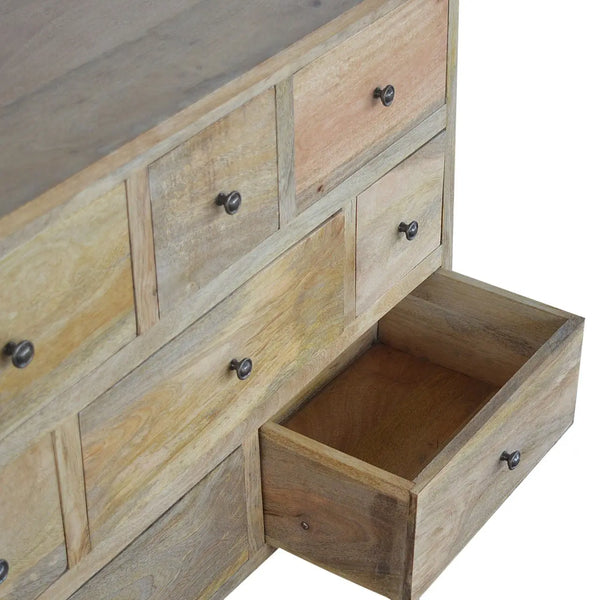 Oak-ish Solid Wood 8-Drawer Chest – Rustic Mango Wood Storage for Home