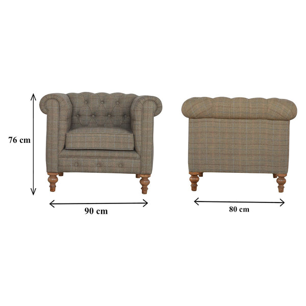 Chesterfield Multi Tweed Armchair