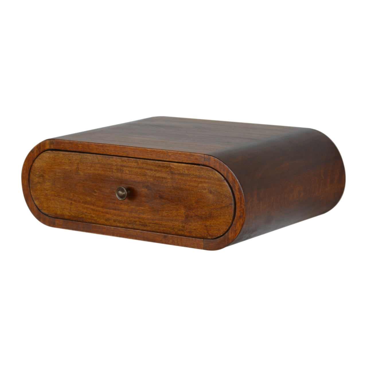Wall Mounted Round Chestnut Bedside - Living with Luxury