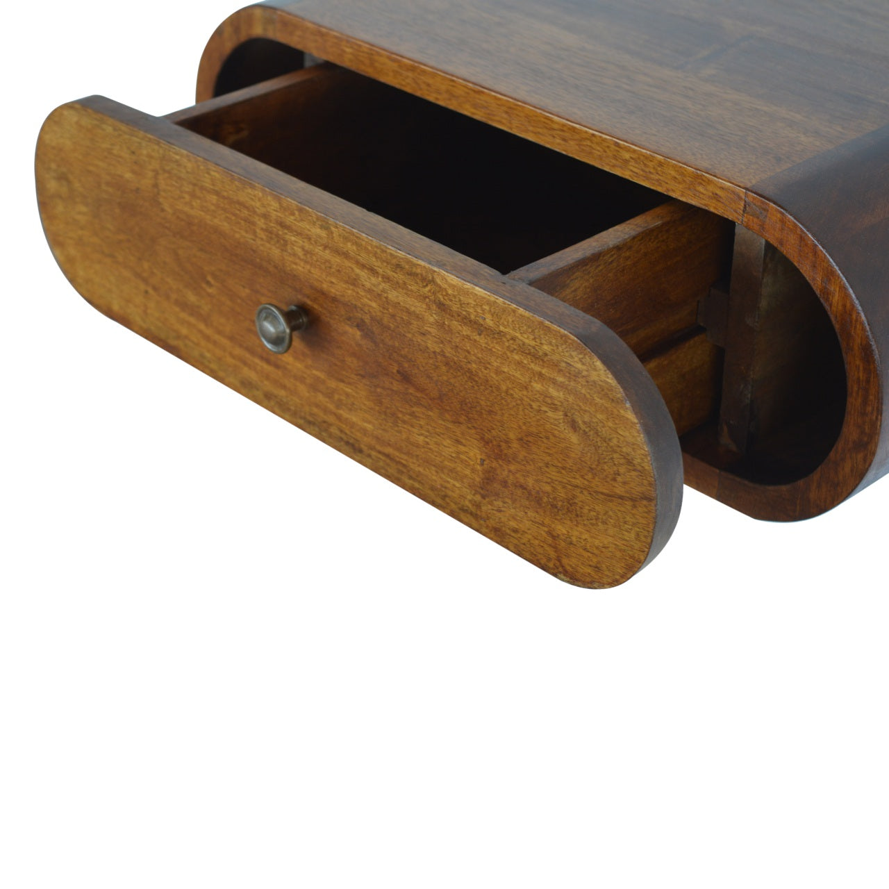 Wall Mounted Round Chestnut Bedside - Living with Luxury