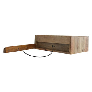 Solid Mango Wood Wall-Mounted Bedside with Brass Inlay