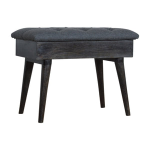 Black Tweed Storage Bench