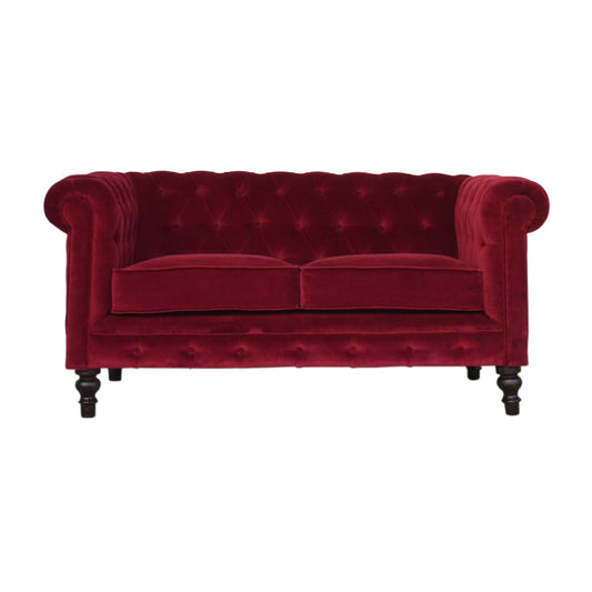 Wine Red Velvet Chesterfield Sofa - Living with Luxury