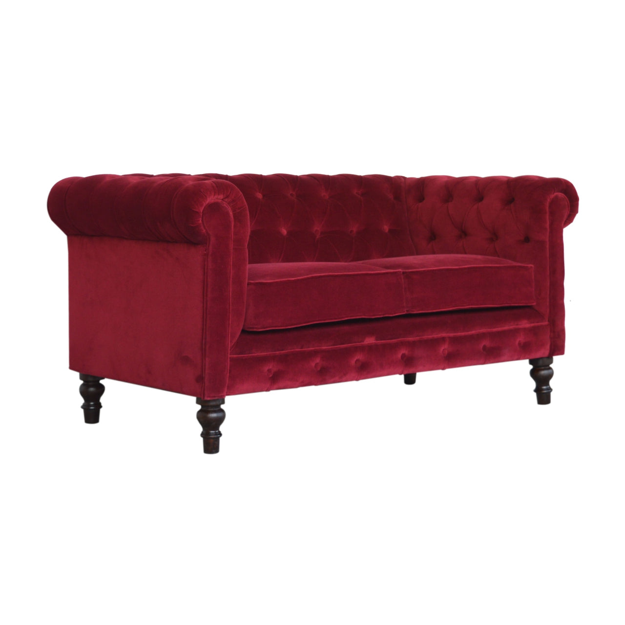 Wine Red Velvet Chesterfield Sofa - Living with Luxury
