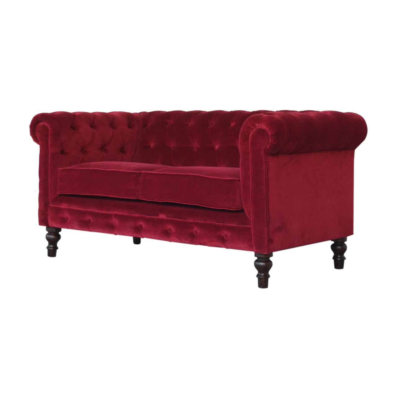 Wine Red Velvet Chesterfield Sofa - Living with Luxury
