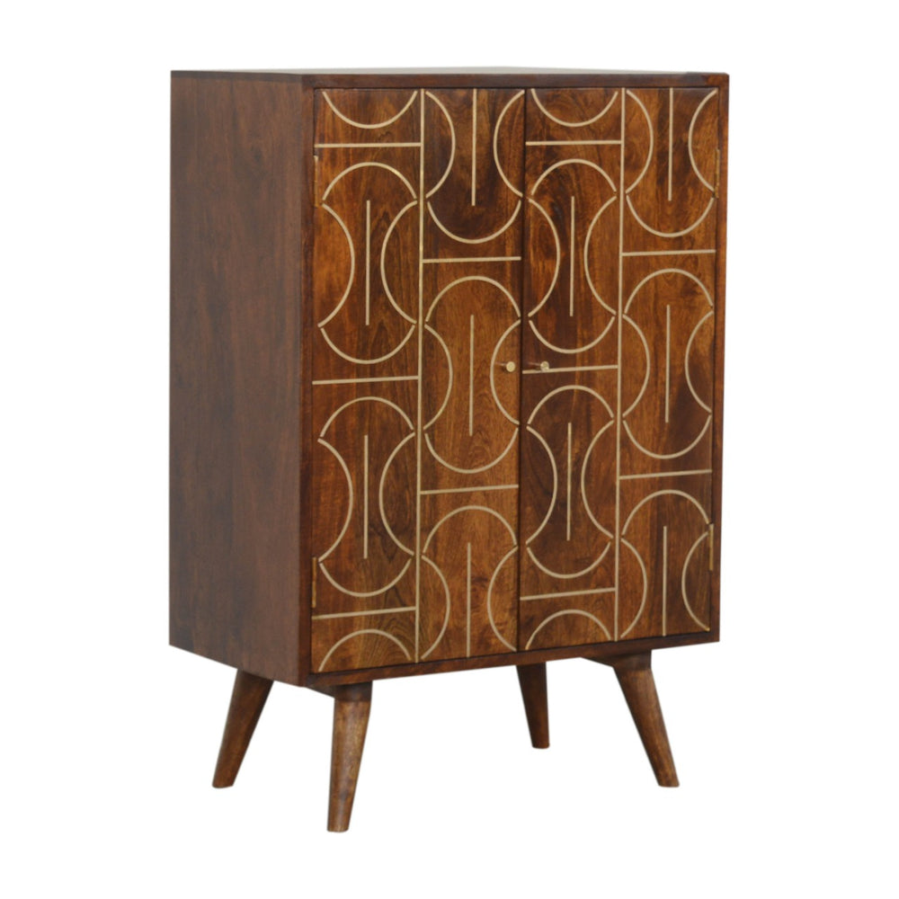 Chestnut Inlay Abstract Cabinet - Living with Luxury