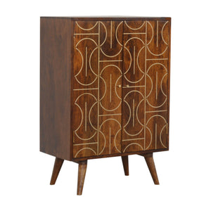 Chestnut Inlay Abstract Cabinet - Living with Luxury