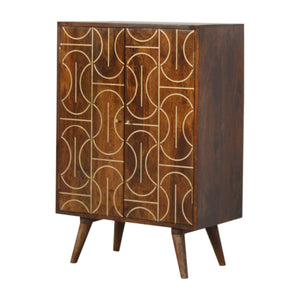 Chestnut Inlay Abstract Cabinet - Living with Luxury