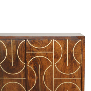 Chestnut Inlay Abstract Cabinet - Living with Luxury