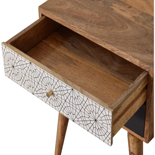 Black Patterned Bedside