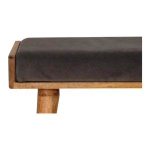 Grey Velvet Tray Style Footstool