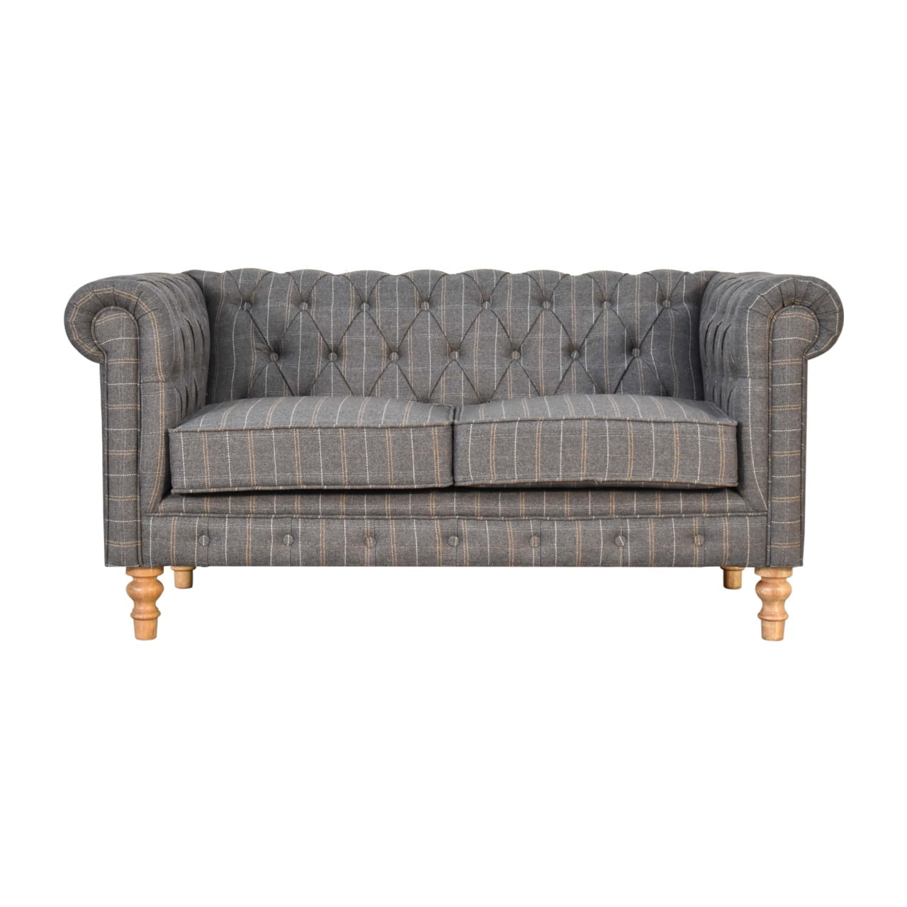 Pewter Tweed 2 Seat Chesterfield Sofa - Living with Luxury