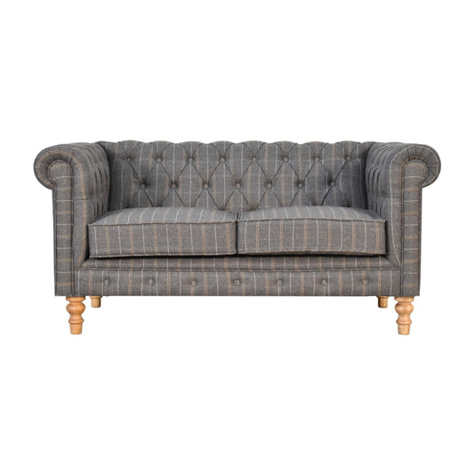 Pewter Tweed 2 Seat Chesterfield Sofa - Living with Luxury
