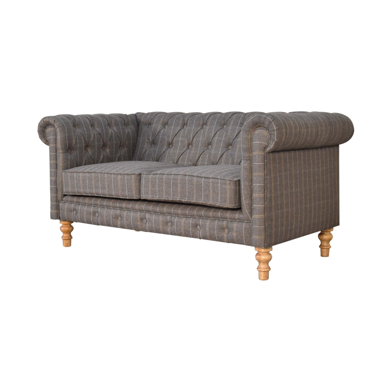 Pewter Tweed 2 Seat Chesterfield Sofa - Living with Luxury