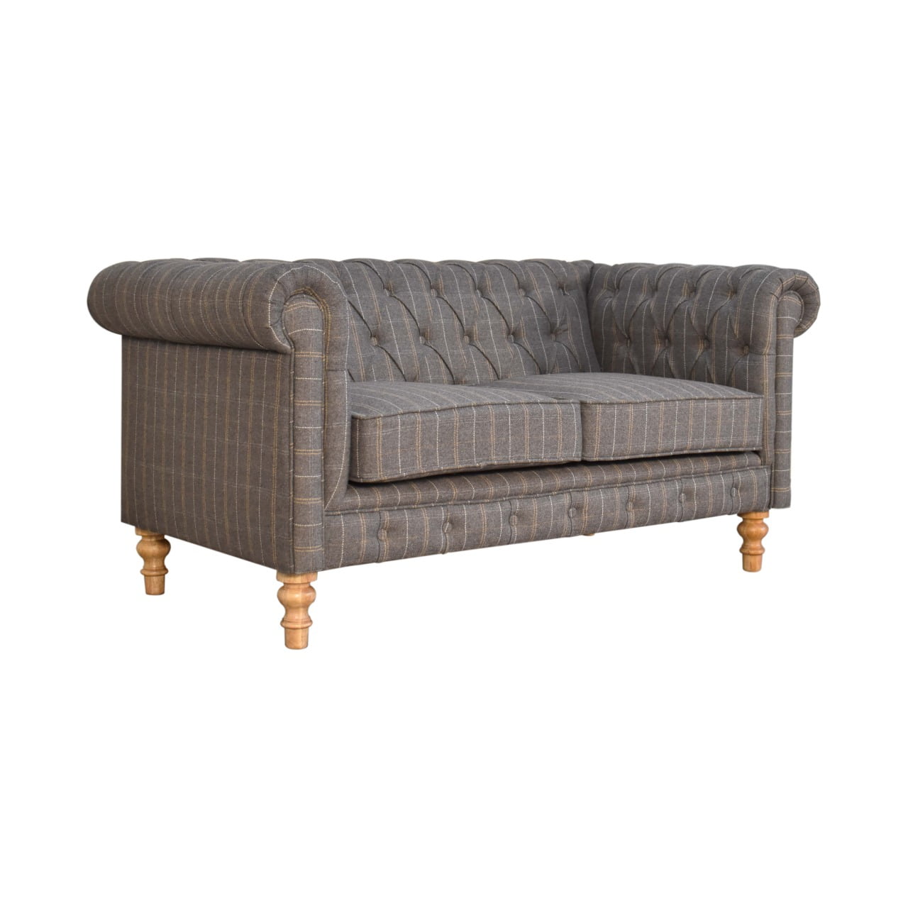 Pewter Tweed 2 Seat Chesterfield Sofa - Living with Luxury