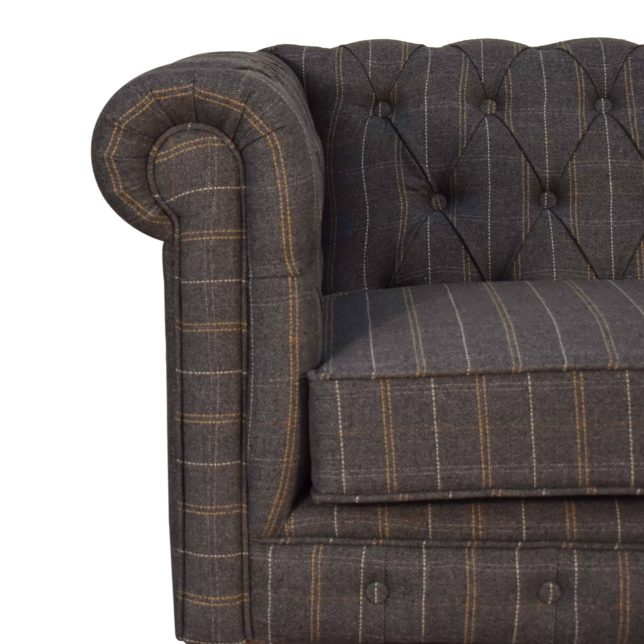 Pewter Tweed 2 Seat Chesterfield Sofa - Living with Luxury
