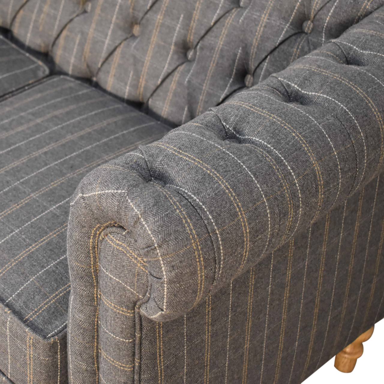 Pewter Tweed 2 Seat Chesterfield Sofa - Living with Luxury