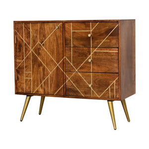 Chestnut Inlay Abstract Sideboard - Living with Luxury