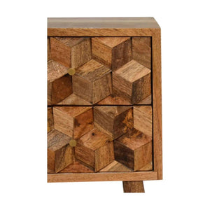 Mini Cube Carved 2 Drawer Bedside