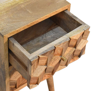 Mini Cube Carved 2 Drawer Bedside