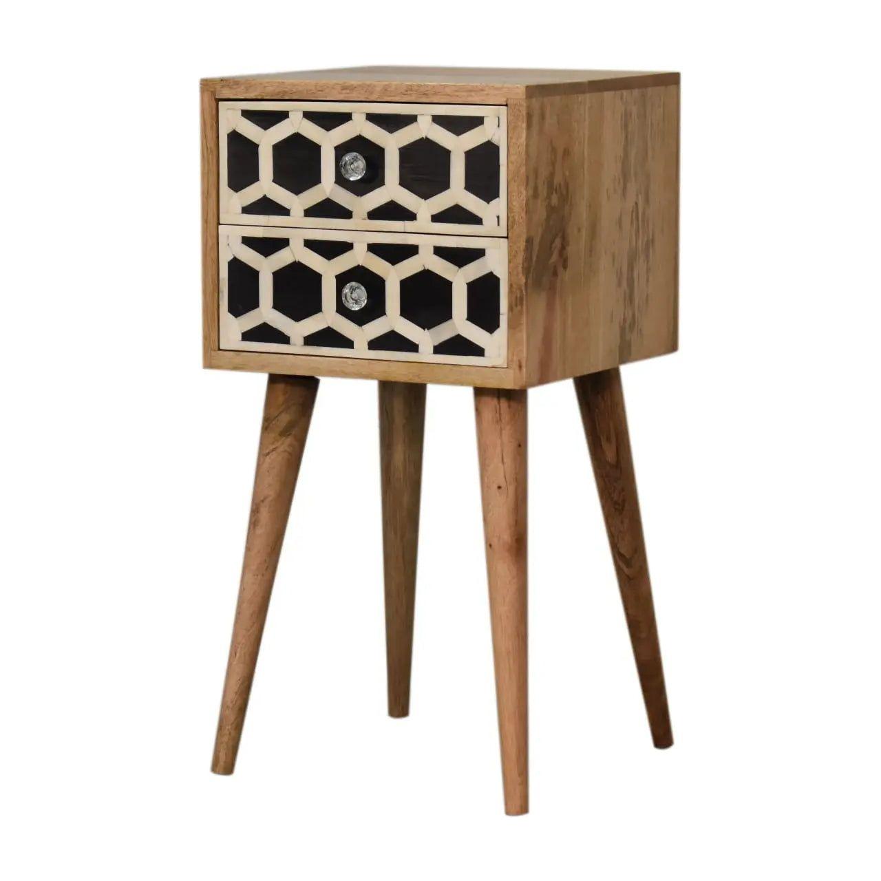 Mini Bone Inlay 2 Drawer Bedside - Living with Luxury