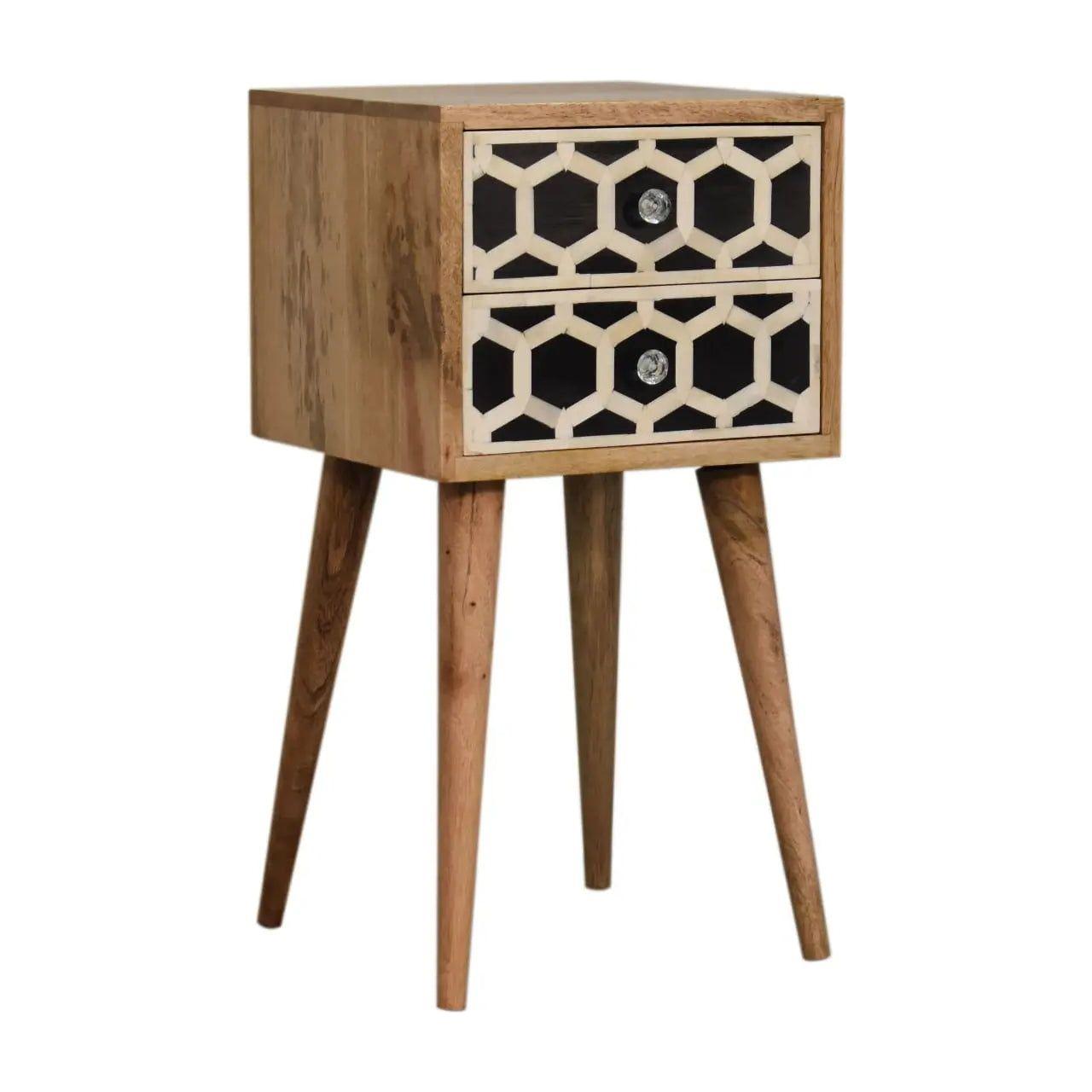 Mini Bone Inlay 2 Drawer Bedside - Living with Luxury