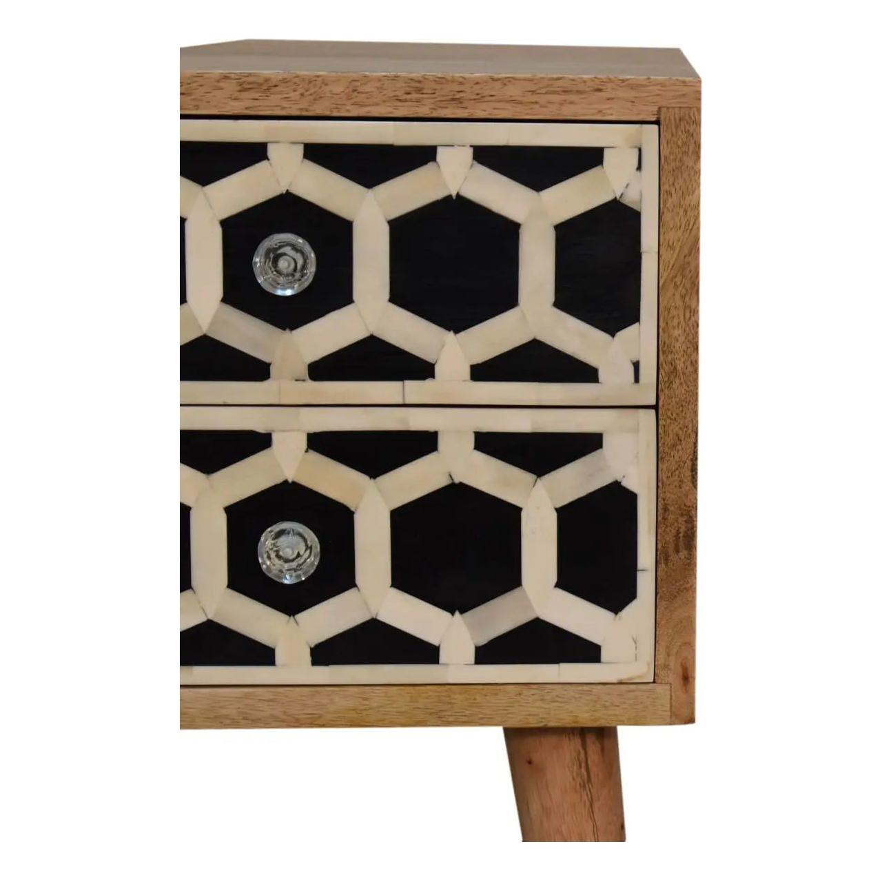 Mini Bone Inlay 2 Drawer Bedside - Living with Luxury