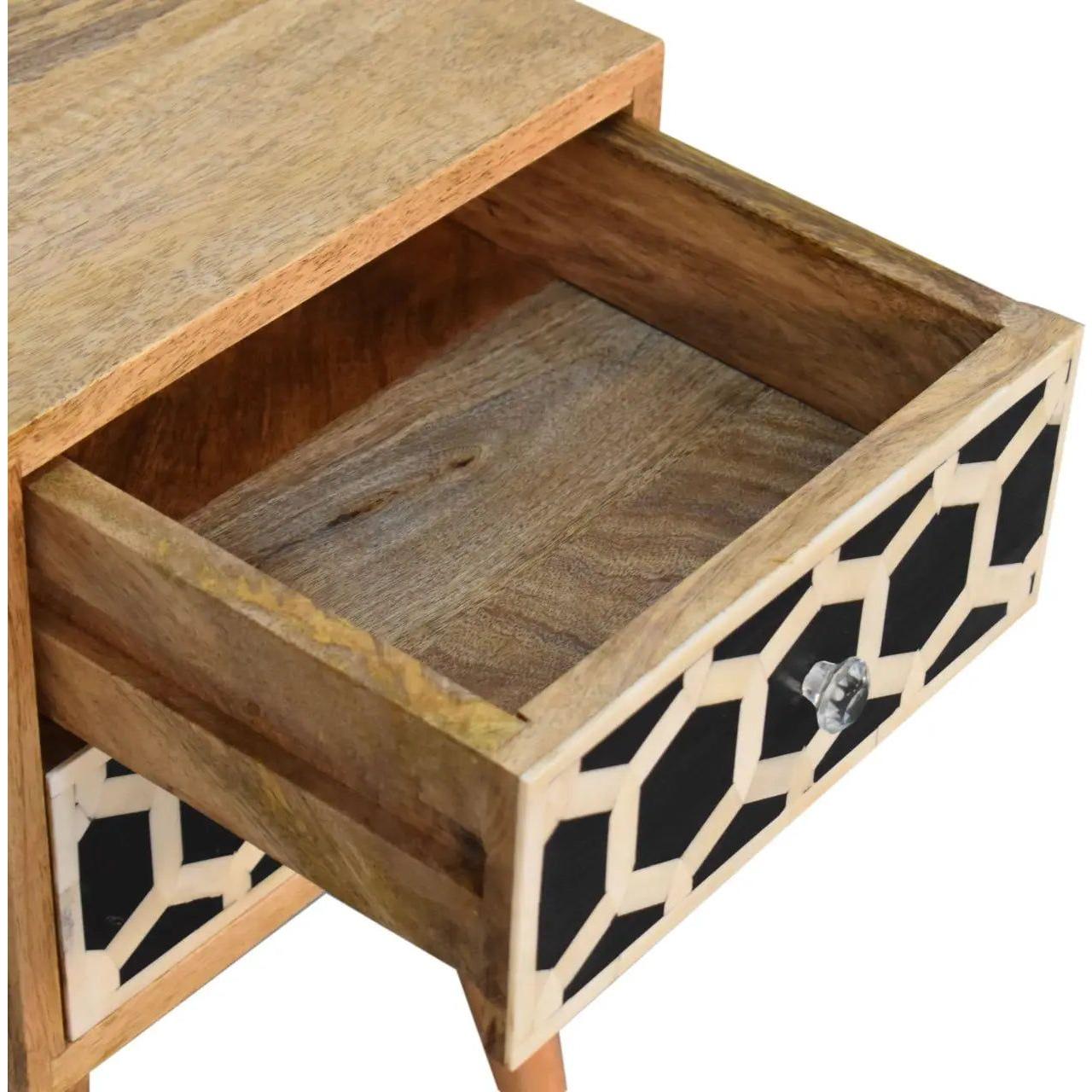 Mini Bone Inlay 2 Drawer Bedside - Living with Luxury