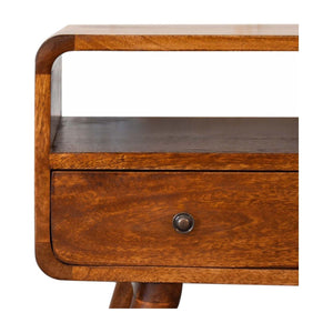 Mini Chestnut Curved Media Unit with 2 Drawers