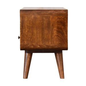 Mini Chestnut Curved Media Unit with 2 Drawers