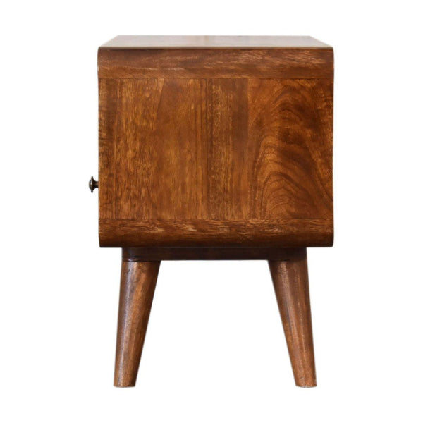 Mini Chestnut Curved Media Unit with 2 Drawers
