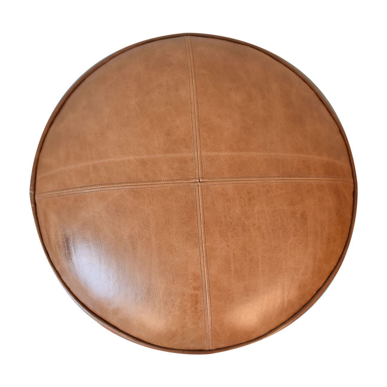 Durrie & Leather Mixed Footstool - Living with Luxury