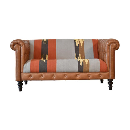 Durrie & Leather Mixed Sofa - Living with Luxury